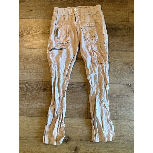 Johnny Was Unisex Brown Linen Cargo Pants Size XS x 30 - Picture 1 of 5